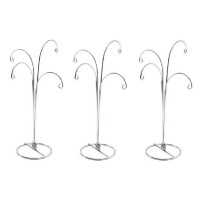 12 Inch Tall Silver Chrome Wire Ornament Display Hanger Stands Pack of 3 Stands   112564759229